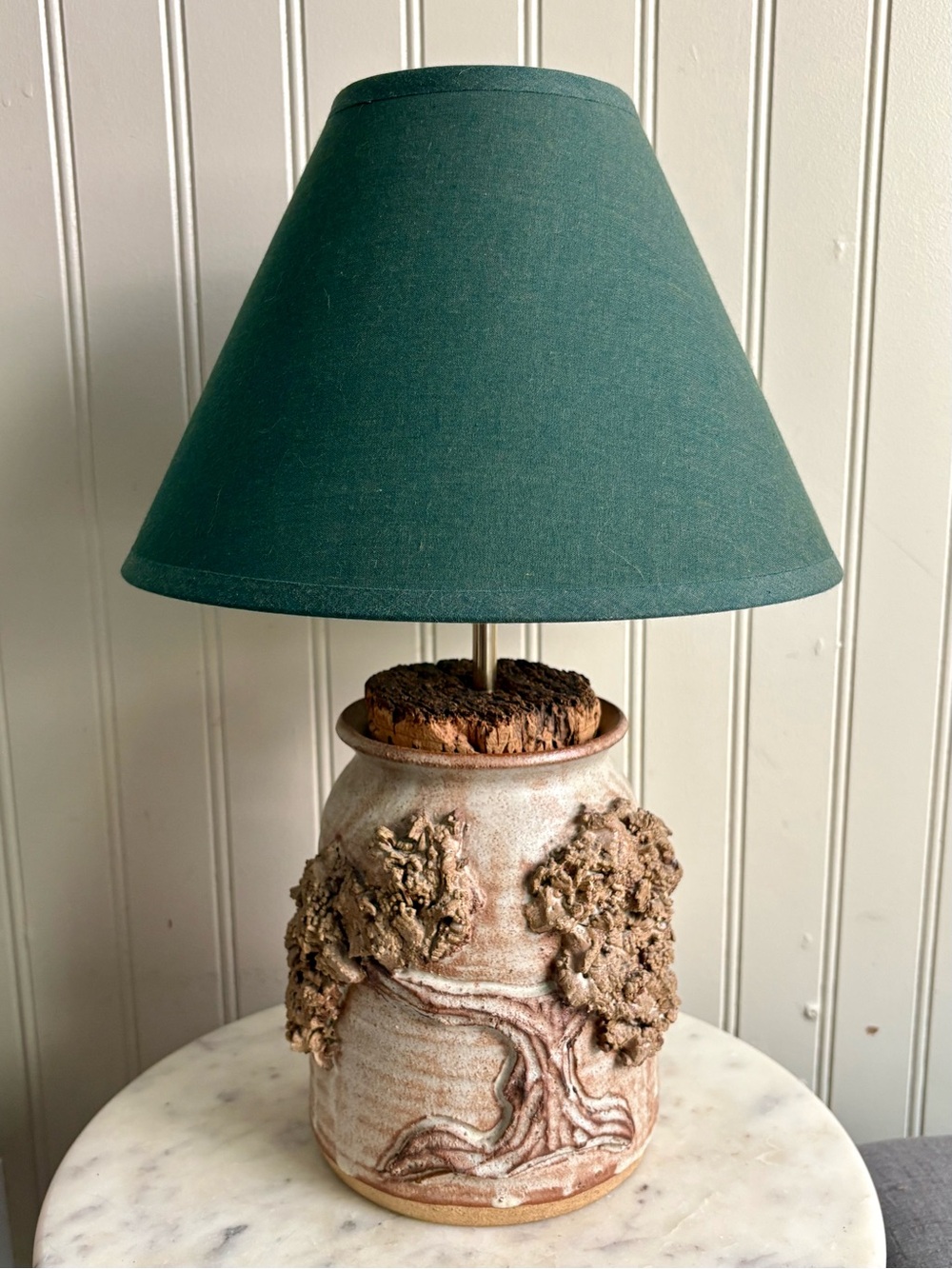 Vintage Primitive Stoneware Jar w/Natural Cork Table Lamp Handmade Rustic VTG - Picture 2 of 16